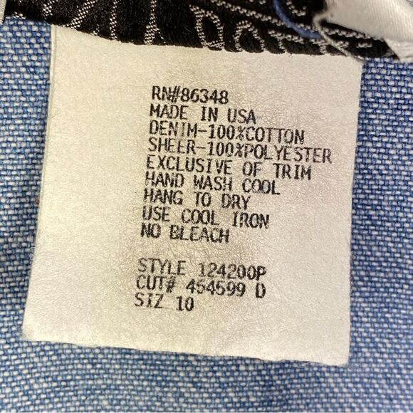 Nancy Bolen City Girl Embroidered Chambray Sheer Sleeve Crop Shacket Blue 10P - Picture 11 of 14